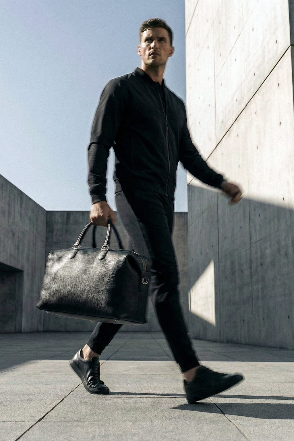 Versatile all-day leather duffle that transitions from office to gym.